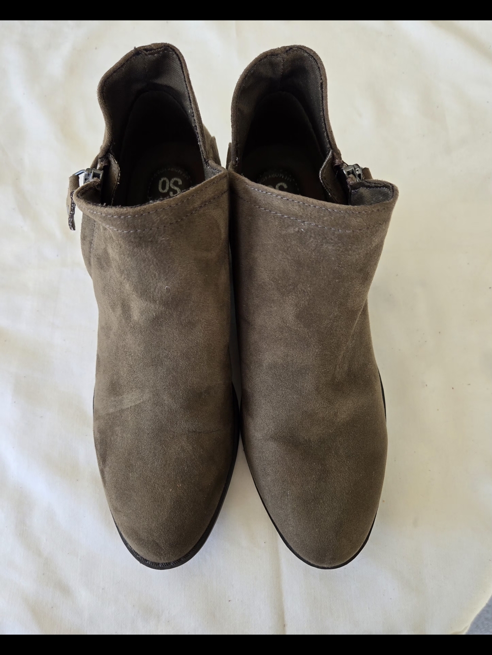 SO Angelfish Women's Ankle Boots | Size 7.5 | Olive Green Faux Suede